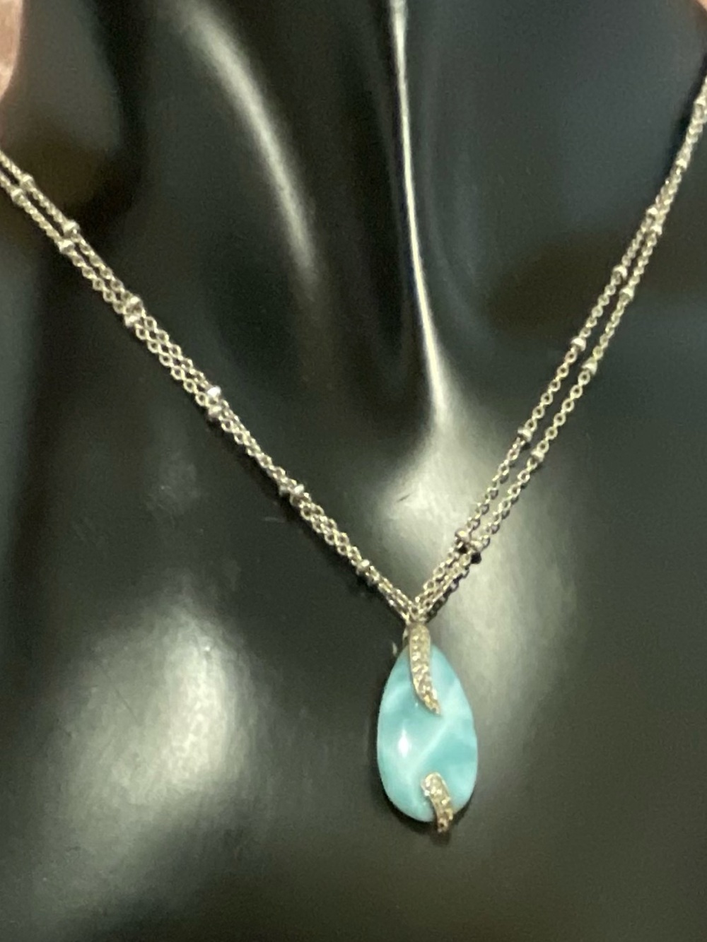 Marahlago Shore Larimar & Diamond Pendant Necklace
